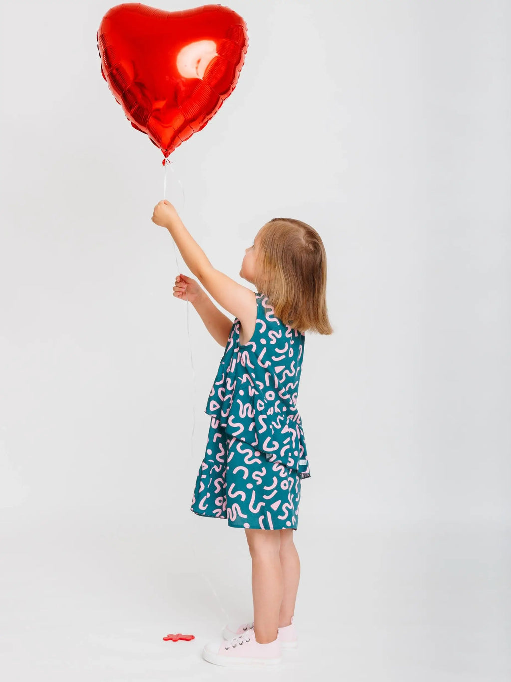 Mädchen Sommerkleid im Boho-Stil aus Ecovero - Petrol image 1