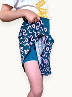 mädchen sommer rock mit integrierter short grün babbily ecovero