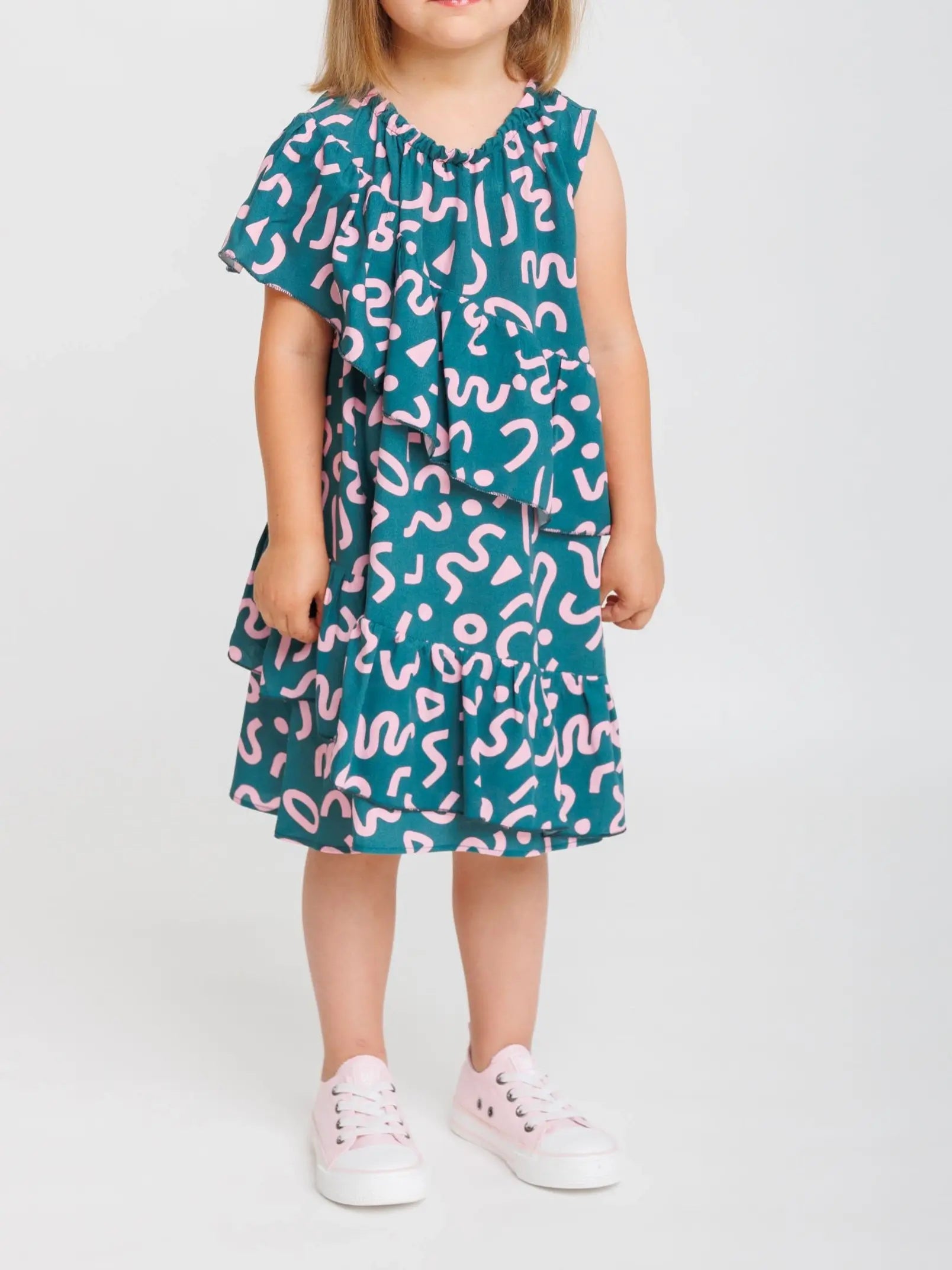 Mädchen Sommerkleid im Boho-Stil aus Ecovero - Petrol image 2