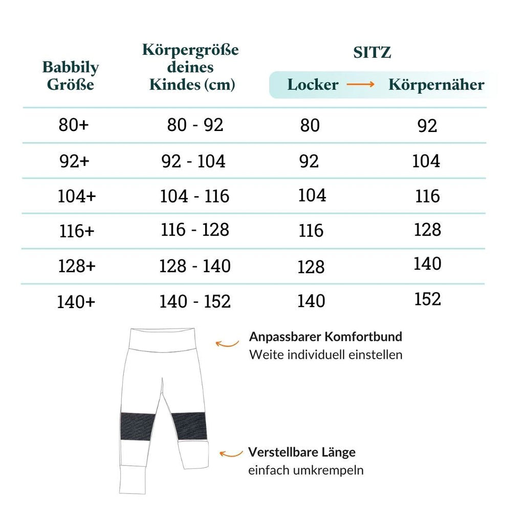 GrowProof™ Thermo-Leggings Kinder | Robust-Knie, mitwachsend, bio