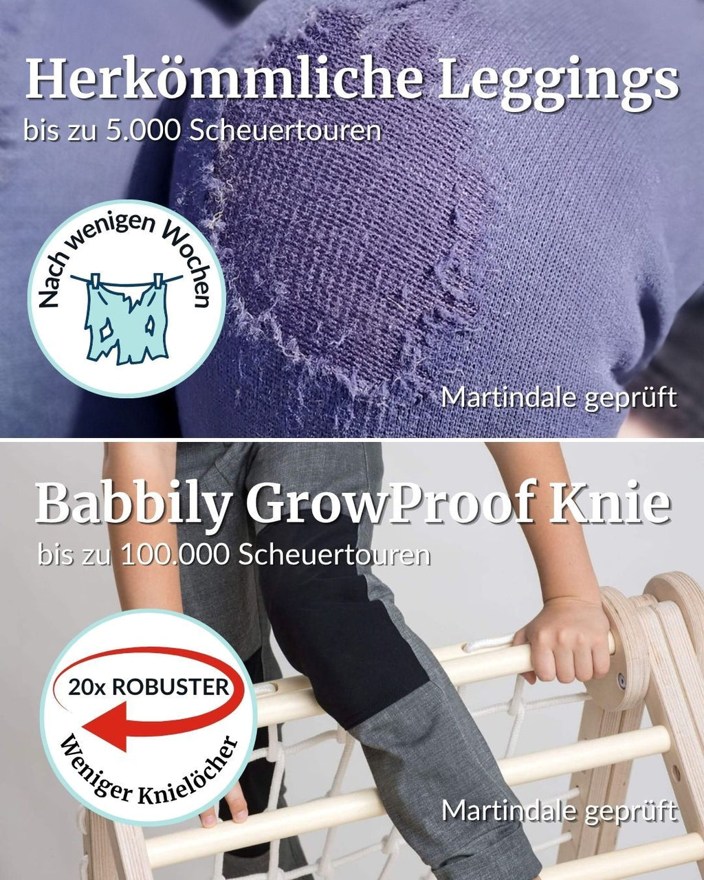 babbily leggings mit verstärktem knie robust outdoor bio baumwolle gr 80 140 jeans look