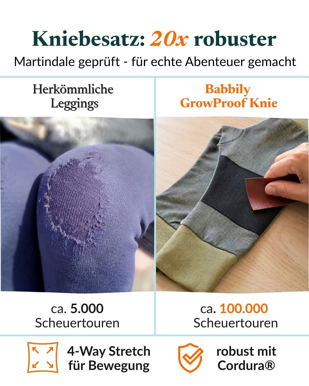 kinderleggings robust verstärktes knie bio baumwolle für kindergarten und spielplatz bequem