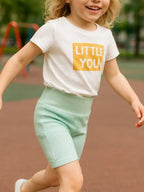 Radlerhose Mädchen Bio-Baumwolle mit Tasche und verstellbarem Bund - Minzeis image