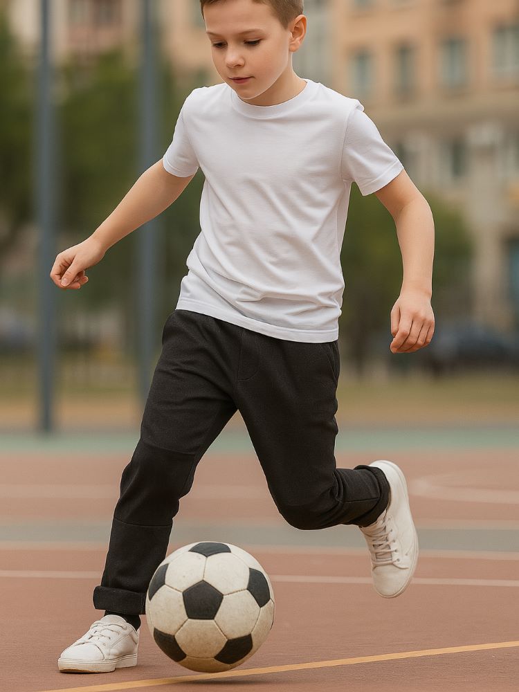 bio kinderhosen gots zertifiziert verstärktes knie schwarz jeans optik babbily gr 122