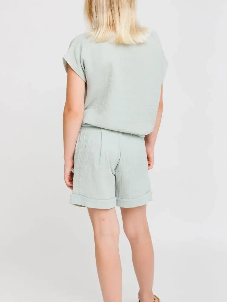 sommer shorts kinder bio musselin mint babbily