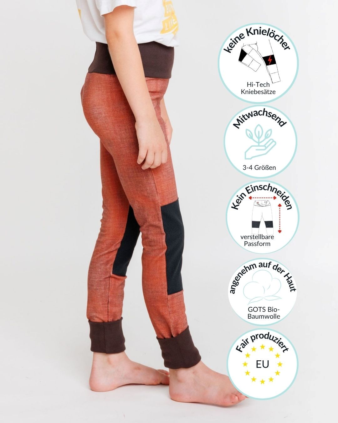 babbily leggings mit verstärktem knie mitwachsend nachhaltig bio baumwolle