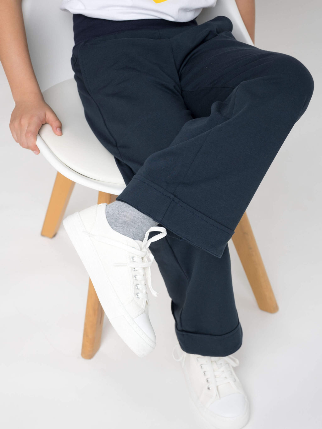 Doppelsaum mitwachsende Schlupfhose Kinder Jeans Look Sommersweat Babbily