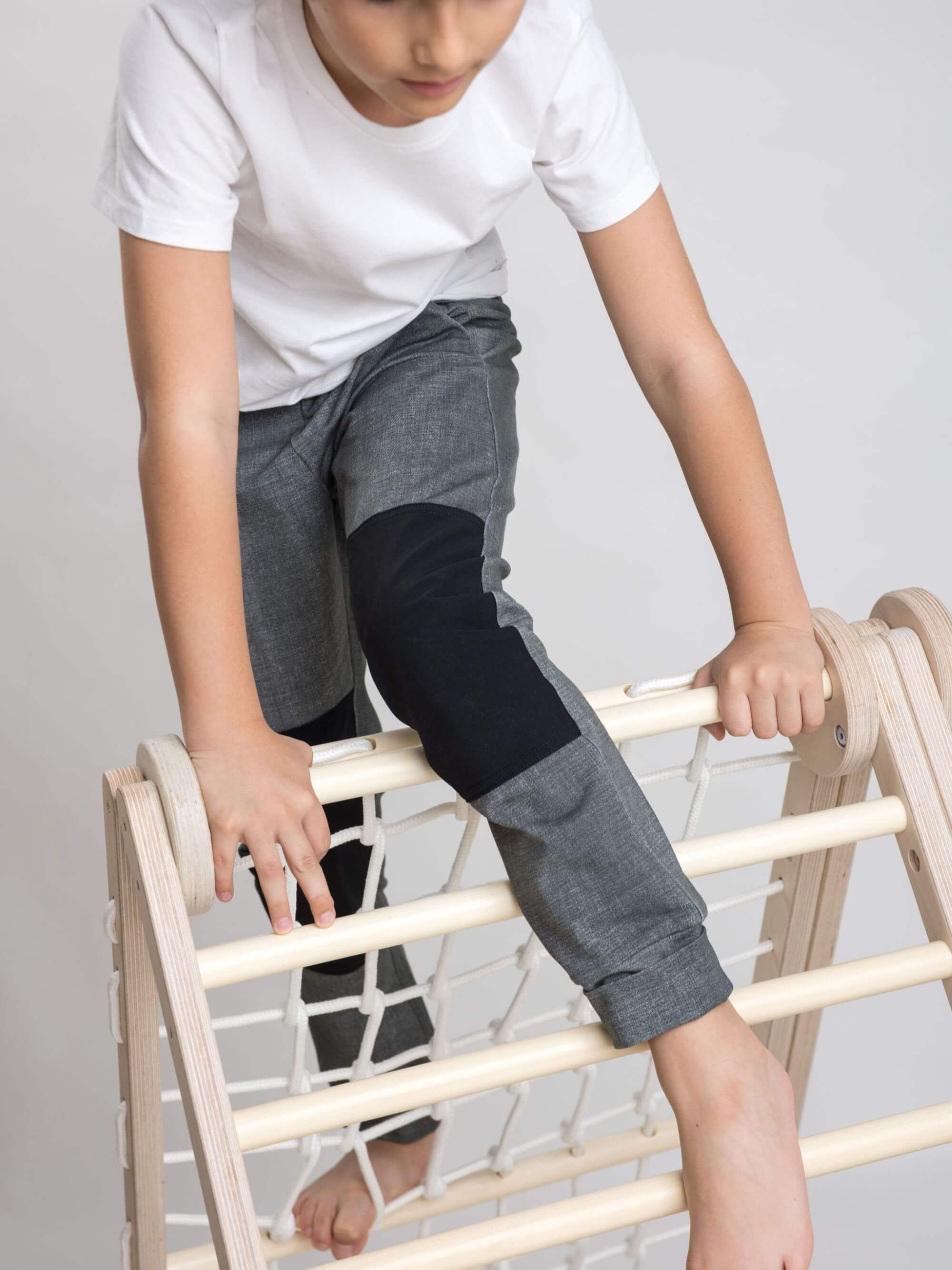 Kinderhose Bio-Baumwolle in Jeans-Optik | Mitwachsend, verstärktes Knie