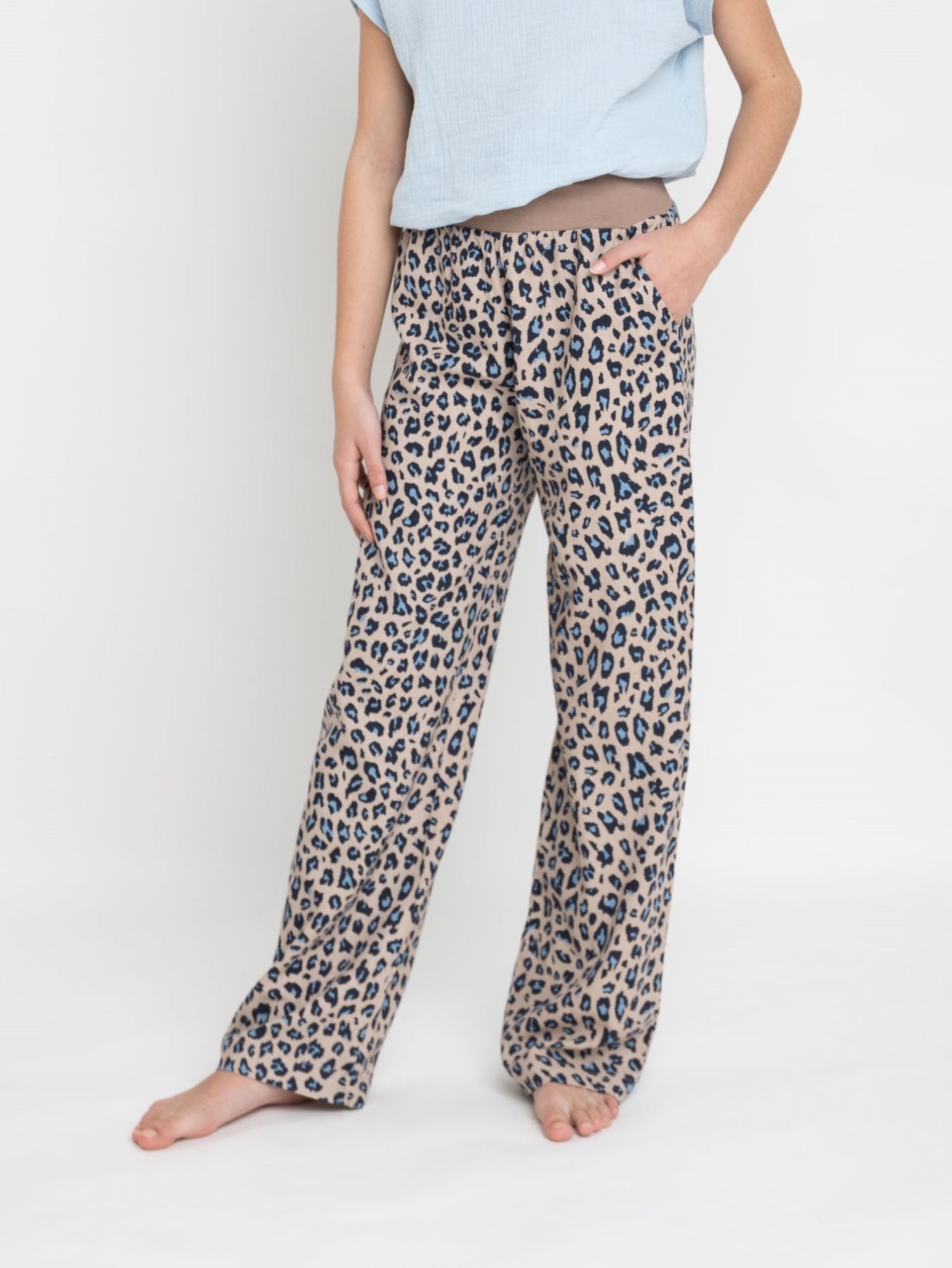 Leinenhose mit Taschen und verstellbarem Bund