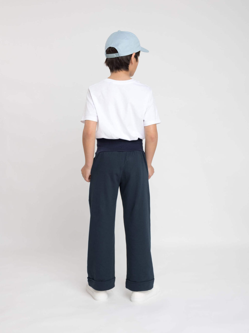 weite Schlupfhose Kinder Bio-Baumwolle Komfortbund Navy French Terry 8-9 Jahre Gr 128 Babbily