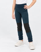 mitwachsende winter legging thermo leggings kinder gr 80 bis 146 petrol mit verstellbarem bund, verstärkten knien und in länge verstellbare