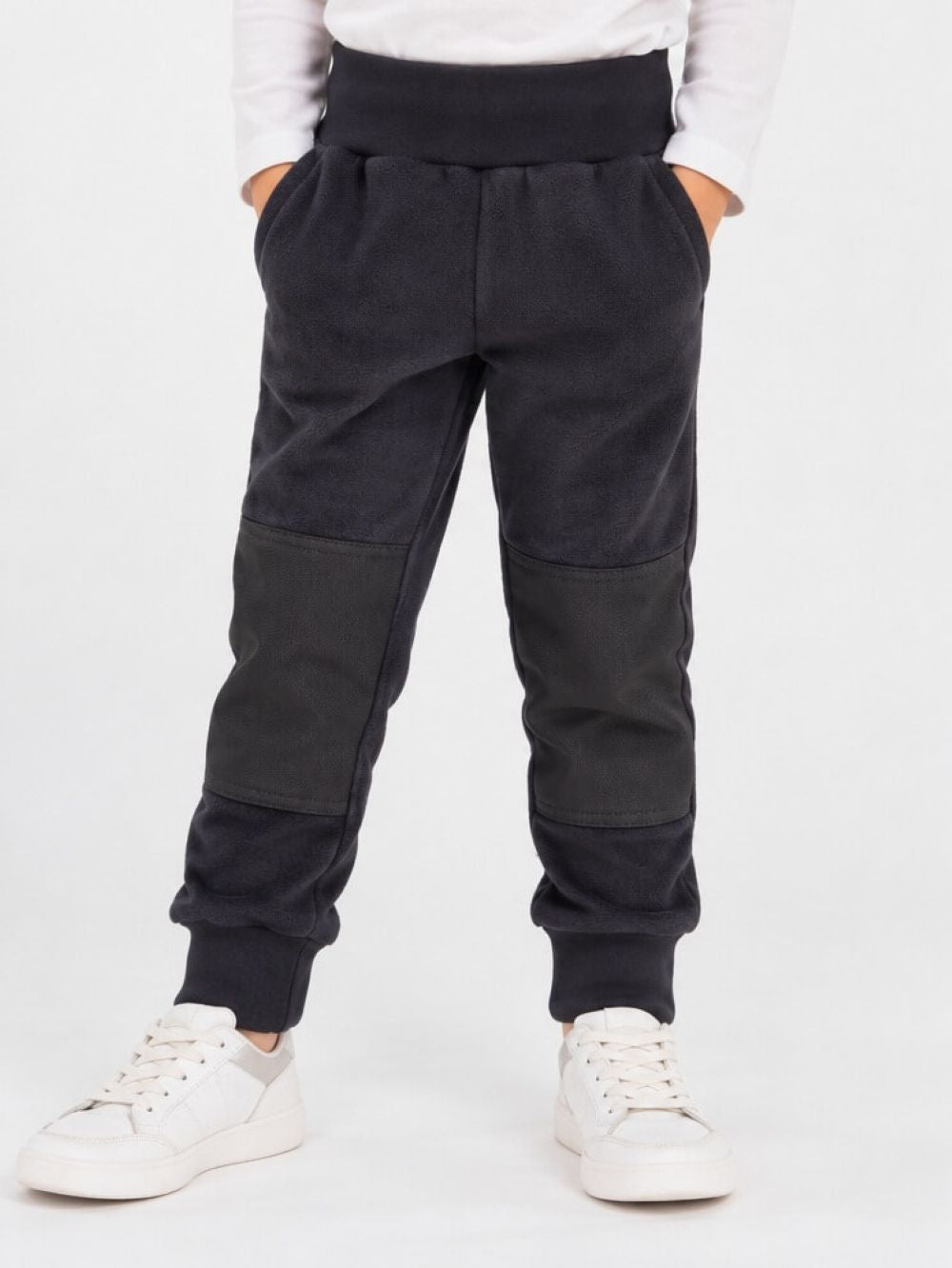 Adjustable fleece trousers for children - 100% organic cotton - reinforced knees