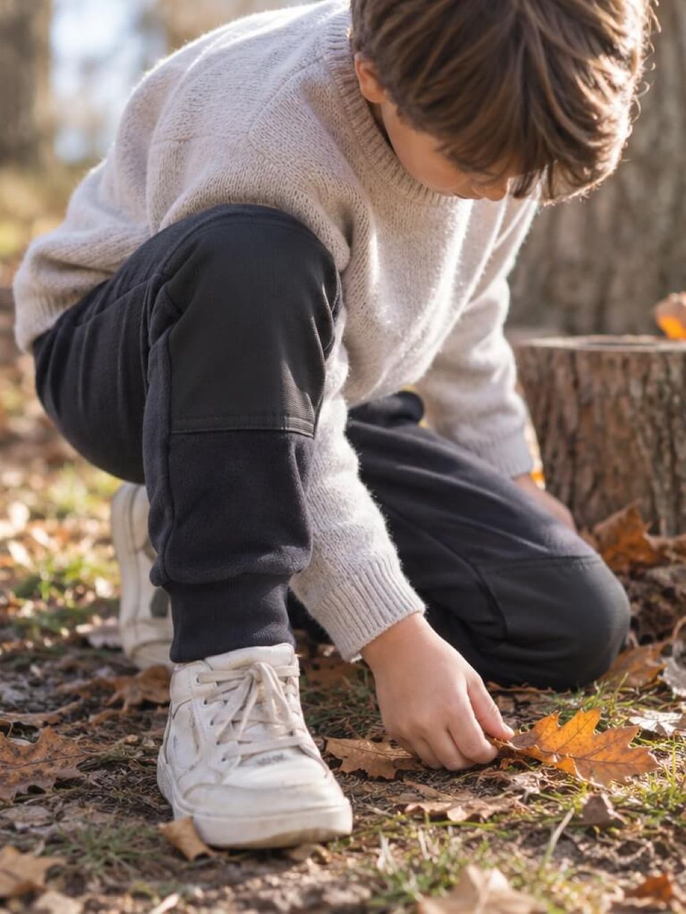 Adjustable fleece trousers for children - 100% organic cotton - reinforced knees