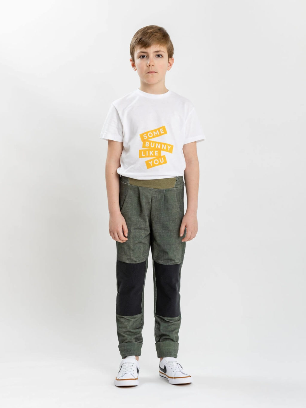 Boys jeans joggers with reinforced knees - Forest green • Babbily